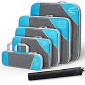 Compression Packing Cube for Suitcase, 6 Pcs Travel Luggage Organizer (Sky Blue)