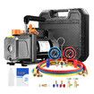 4CFM Vacuum Pump Set 1/3HP 1 Stage Air Conditioning HVAC Refrigeration AC Car Auto Repair Tools Food Clothes Packaging R134A R410 R502 Manifold Gauges