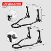 Rear Motorcycle Stand Paddock 500kg Motorbike Carrier Sport Dirt Bike Back Wheel Lift Swingarm Fork Heavy Duty Steel for Suzuki Yamaha Honda Kawasaki