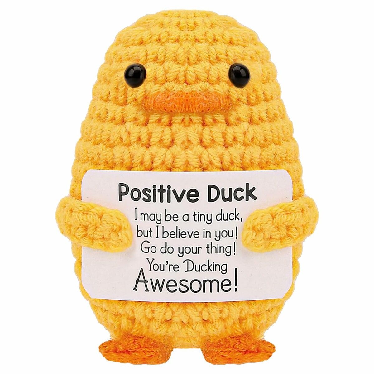 Valentines Day Gifts,Inspirational Crochet Positive Duck,Birthday Gifts,Cute Handmade Potato Knitted Duck Toy with Positive Card Cheering I Love You