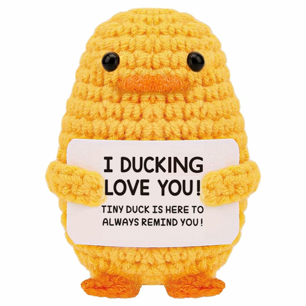 Valentines Day Gifts,Inspirational Crochet Positive Duck,Birthday Gifts,Cute Handmade Potato Knitted Duck Toy with Positive Card Cheering I Love You