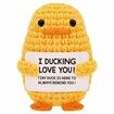Valentines Day Gifts,Inspirational Crochet Positive Duck,Birthday Gifts,Cute Handmade Potato Knitted Duck Toy with Positive Card Cheering I Love You