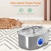 Water Fountain Stainless Steel 108oz/3.2L Automatic Pet Water Fountain Dog Water Dispenser with Water Level Window - for Cats Inside