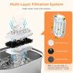 Water Fountain Stainless Steel 108oz/3.2L Automatic Pet Water Fountain Dog Water Dispenser with Water Level Window - for Cats Inside