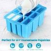 Silicone Popsicles Molds,Ice Pop Cream Mold Set Homemade Popsicle Maker For Kids with 50pcs Sticks(Blue)