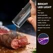 Pepper Grinder, Electric Salt and Pepper Mill Grinder, Adjustable Coarseness, Rechargeability with LED Light, One Hand Automatic Operation Black