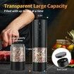 Electric Salt and Pepper Grinder with Warm LED Light, Adjustable Coarseness Large Capacity Automatic Salt Pepper Mill Grinder for Kitchen, Black