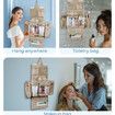 Travel Toiletry Bag Extra Large Full-open Hanging Toiletry Bag for Women Puffy Cosmetic Makeup Bag Organizer with Handle for Accessories-Beige