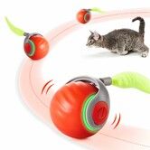 Moving Ball Cat Toys with Feather Tail,Rechargeable Interactive Ball for Indoor Cats Exercise,Smart Interactive Kitten Rolling Ball,Orange