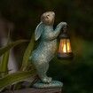 Garden Statues Rabbit with Solar Lantern Outdoor Bunny Figurines Decorations for Patio Yard Lawn Ornaments Gifts for Birthday Easter Housewarming
