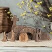 Empty Tomb Easter Scene and Cross Decoration, Wooden Easter Resurrection Scene Cross Jesus Tomb Tray Set, Jesus Nativity Scene Decor