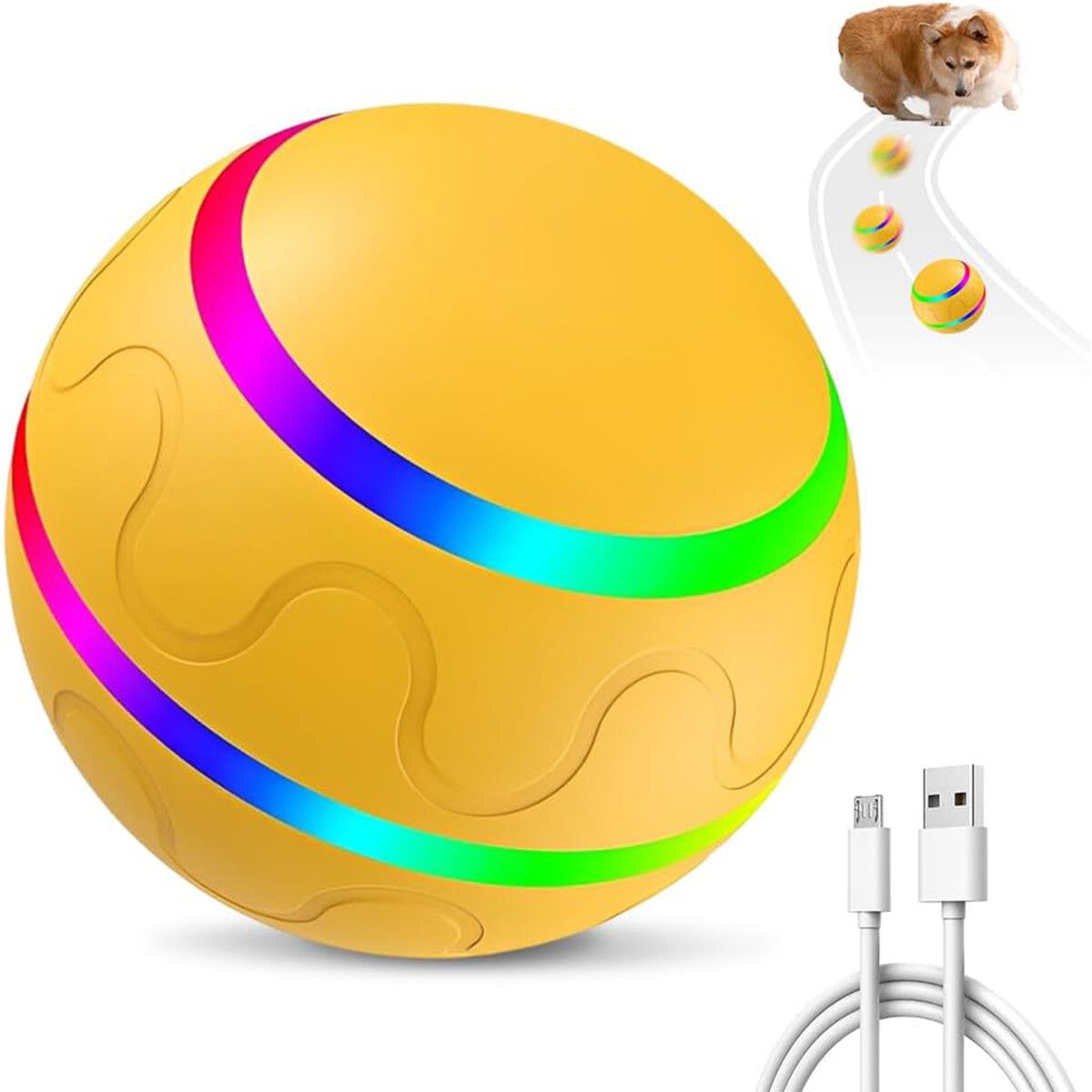 Vibrating Dog Ball,Moving Dog Ball,Shaky Ball Toy for Dogs,Interactive Bouncing Ball,Automatic Moving Dog Toy Ball,Shaking Dog Ball (Yellow)