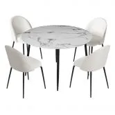 1 Artiss Dining Table and 4 Chairs Set Marble White