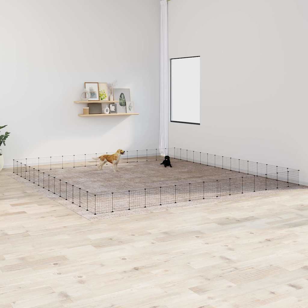 60-Panel Pet Cage with Door Black 35x35 cm Steel
