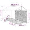 Outdoor Dog Kennel with Roof Silver 2x6x2.5 m Galvanised Steel