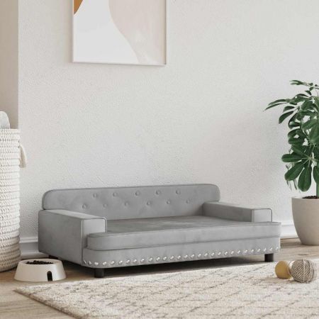 Dog Bed Light Grey 90x53x30 cm Velvet