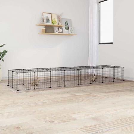 36-Panel Pet Cage with Door Black 35x35 cm Steel