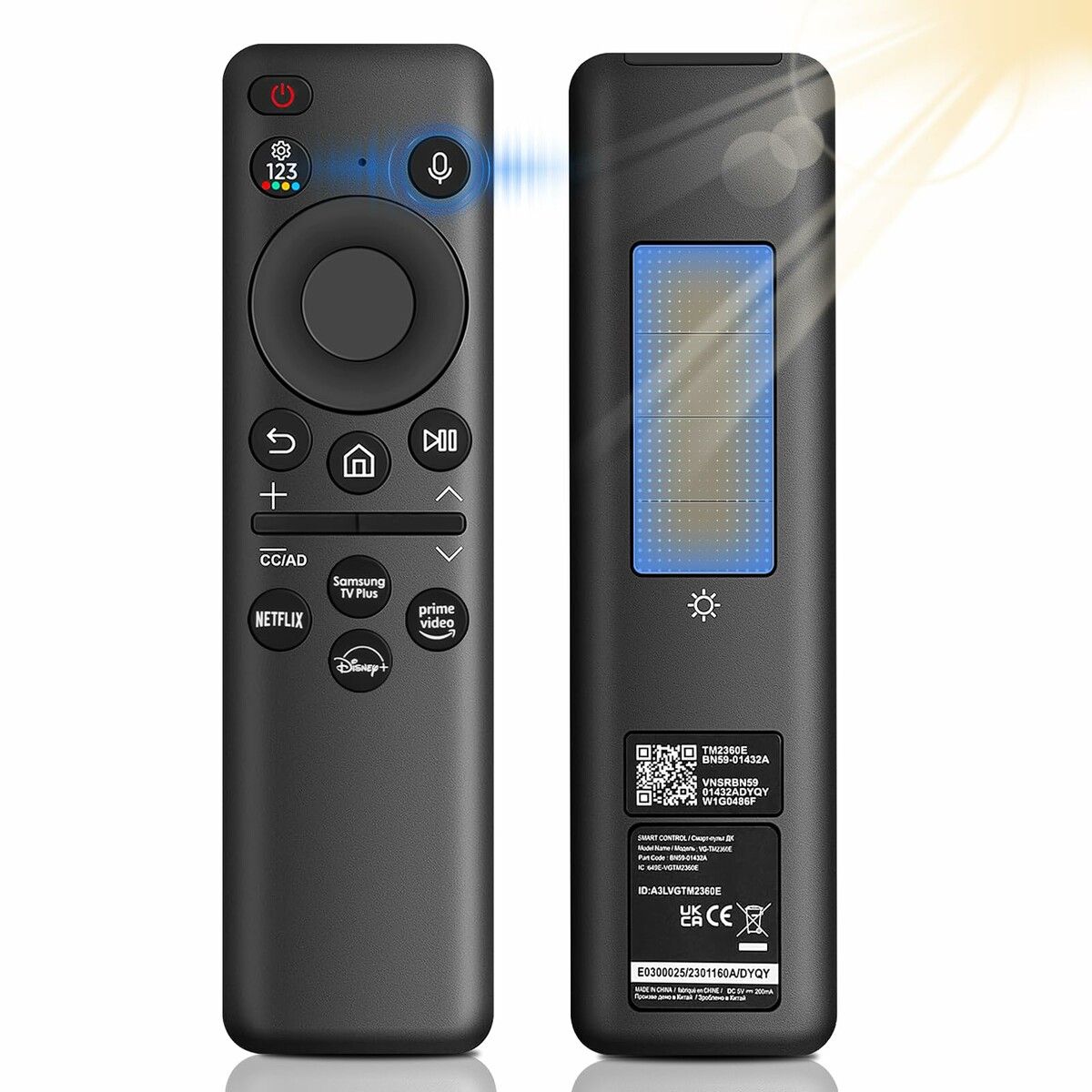 BN59-01432A Solar Voice Remote Replacement for TV Remote with Bluetooth Rechargeable Solar Cell,Compatible with Sam---sung TV - Black