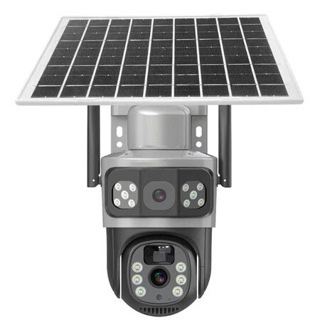 Solar Security Cameras Wireless Outdoor, WiFi Security Camera for Home, PIR Motion Detection,Siren, Color Night Vision, 2-Way Talk, Black