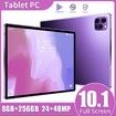 Tablet Android 13 10.1 Inch 8GB 256GB IPS HD Screen Bluetooth 24MP 48MP Dual Camera 4G WiFi Purple