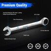17pcs Wrench Spanner Set Metric Ratchet 90 Tooth Gear Hand Ratcheting Tool Kit Nickle Plating CRV Steel with Storage Pouch