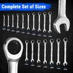 17pcs Wrench Spanner Set Metric Ratchet 90 Tooth Gear Hand Ratcheting Tool Kit Nickle Plating CRV Steel with Storage Pouch