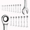 17pcs Wrench Spanner Set Metric Ratchet 90 Tooth Gear Hand Ratcheting Tool Kit Nickle Plating CRV Steel with Storage Pouch