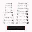 17pcs Wrench Spanner Set Metric Ratchet 90 Tooth Gear Hand Ratcheting Tool Kit Nickle Plating CRV Steel with Storage Pouch