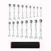17pcs Wrench Spanner Set Metric Ratchet 90 Tooth Gear Hand Ratcheting Tool Kit Nickle Plating CRV Steel with Storage Pouch
