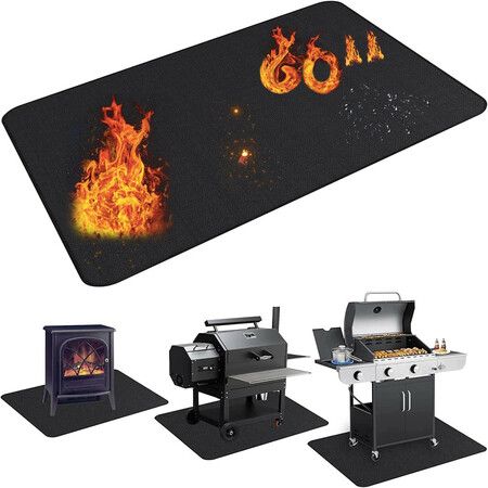 Under Grill Mat for Outdoor Grill,Double-Sided Fireproof Grill Pad,Indoor Fireplace/Fire Pit Mat,Oil-Proof Waterproof BBQ Protector(165*91cm)