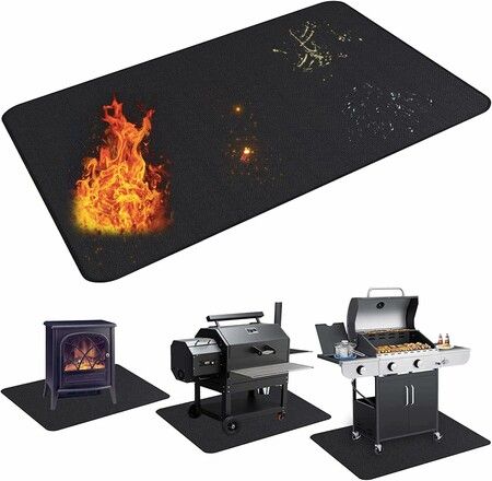 Under Grill Mat for Outdoor Grill,Double-Sided Fireproof Grill Pad,Indoor Fireplace/Fire Pit Mat,Oil-Proof Waterproof BBQ Protector(165*122cm)