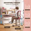 Children Desk Chair Set Kids School Student Study Table Ergonomic Height Adjustable Tilt Desktop Storage Drawer Book Shelf Furniture Writing Drawing