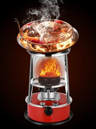 Kerosene Stove Heater, Outdoor Kerosene Stove Burners, Adjustable Firepower Indoor Kerosene Stoves, Camping Oil Paraffin Heaters 4.5L red