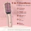 Cordless Hair Curling Iron Brush 3-in-1 Portable Wave Curling Wand, 1.5 Inch Ionic Heated Brush,USB Rechargeable Hair Curler, 1 Pack-Pink
