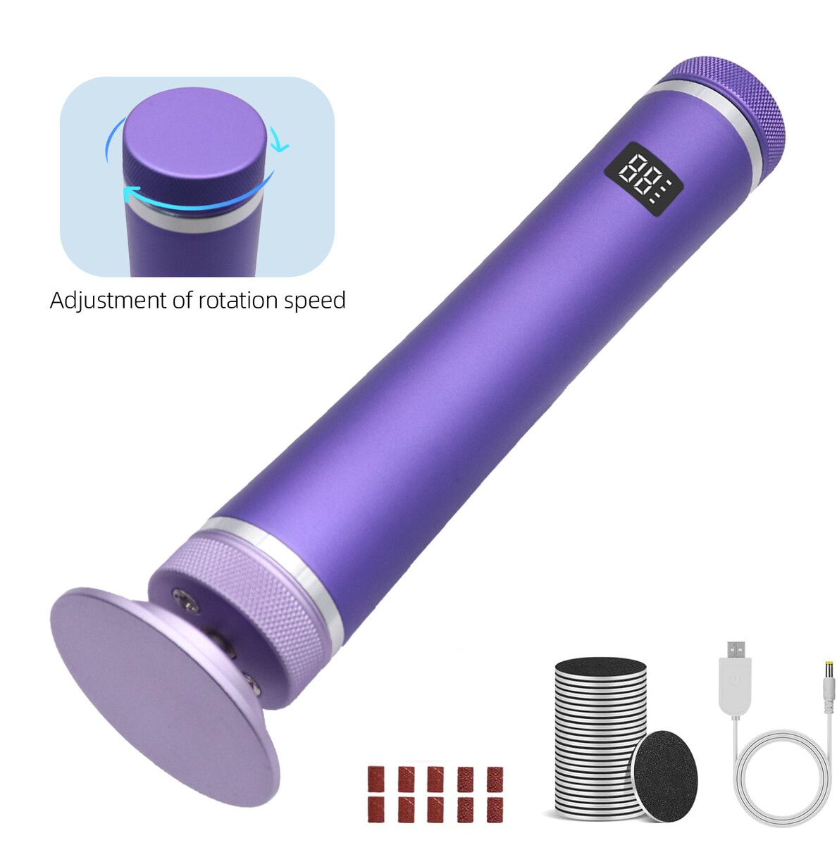 Electric 2 in 1 Foot Callus Remover File Nail Grinder Rechargeable Pedicure Tools for Feet with Sandpaper,Adjustable Speeds