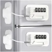2 Pack Refrigerator Door Lock with Password, Child Proof Door Lock for Kitchen Refrigerator, Cabinets and Drawers, Closets, Windows (White)
