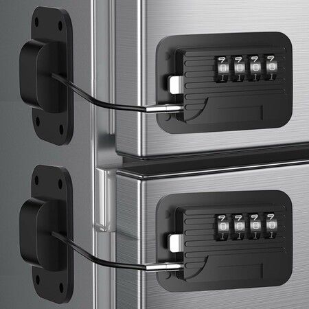 2 Pack Refrigerator Door Lock with Password, Child Proof Door Lock for Kitchen Refrigerator, Cabinets and Drawers, Closets, Windows (Black)
