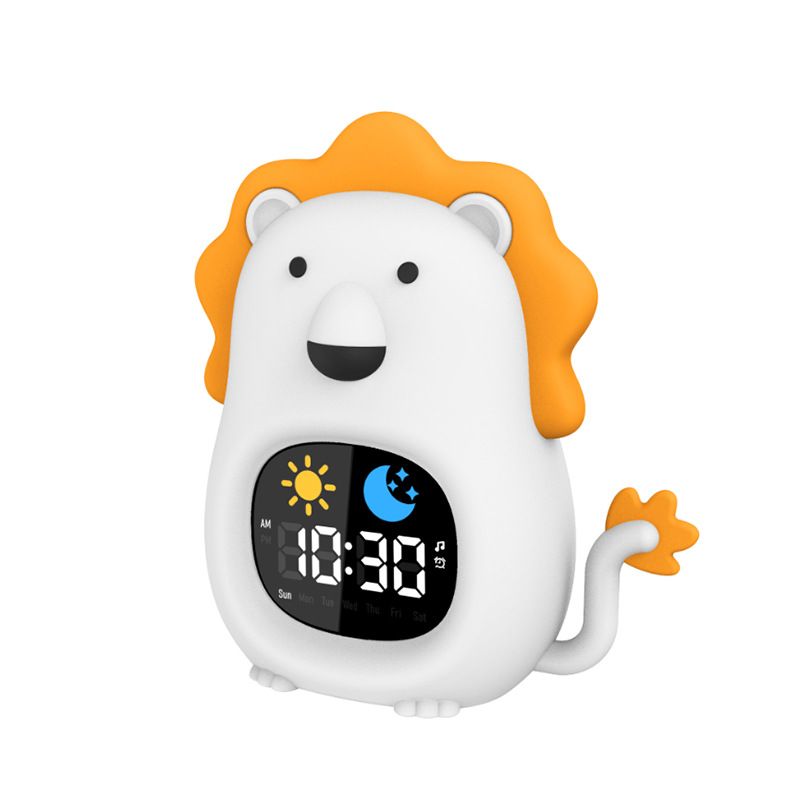 Lion Alarm Clock Cute Touch Night Light 9 Colors & 6 White Noise Sounds ...