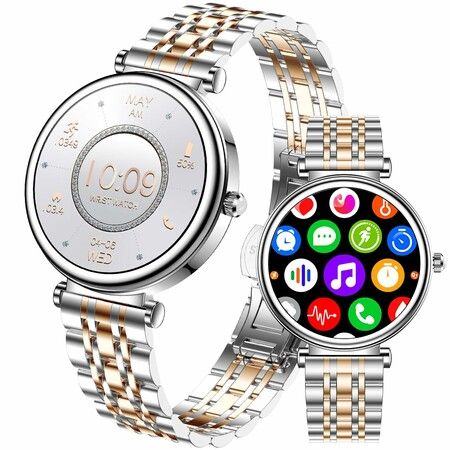 Smart Watch for Women 1.27" Color Screen Waterproof Fitness Activity Tracker with Sleep Monitor Sports Music Remote photography for Android and iOS(Gold)