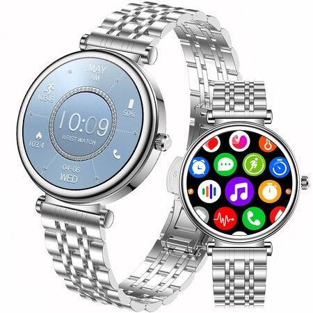 Smart Watch for Women 1.27" Color Screen Waterproof Fitness Activity Tracker with Sleep Monitor Sports Music Remote photography for Android and iOS(Silver)