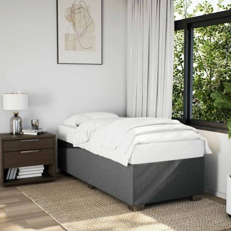 Bed Frame without Mattress Dark Grey King Single Fabric