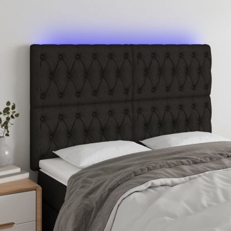 LED Headboard Black 160x7x118/128 cm Fabric