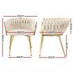 1 Artiss Dining Chair Velvet Armchair Beige