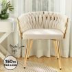 1 Artiss Dining Chair Velvet Armchair Beige