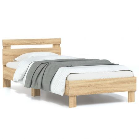 Bed Frame without Mattress with LED Lights Sonoma Oak 90x190 cm