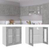 Hanging Glass Cabinet Concrete Grey  60x31x60 cm Engineered Wood