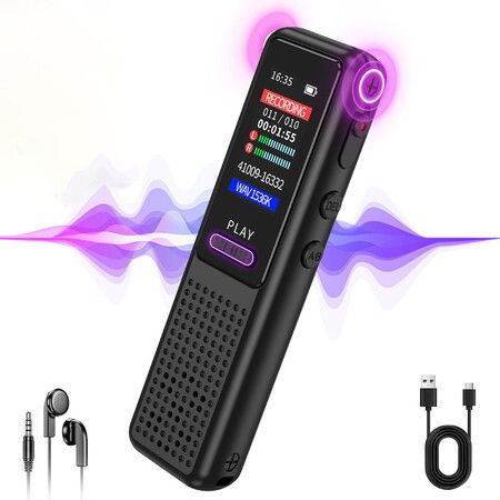 64GB Voice Recorder,Upgraded Digital Voice Activated Recorder with AI Noise Reduction Technology,Dictaphone Tape Recorder Device with Playback