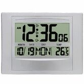 Digital Wall Clock Atomic Desk Alarm Large Display Battery Operated Bedroom Office Indoor Temperature Color Silver
