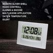 Digital Wall Clock Atomic Desk Alarm Large Display Battery Operated Bedroom Office Indoor Temperature Color Silver