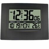 Digital Wall Clock Atomic Desk Alarm Large Display Battery Operated Bedroom Office Indoor Temperature Color Black